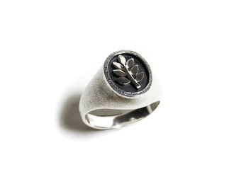 silver ring with acacia