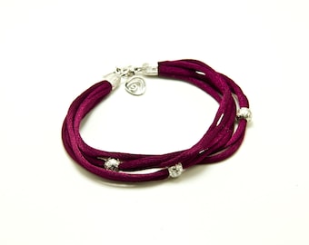 925 silver and silk bracelet