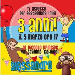 invito di compleanno stampabile e digitale per social - per whatsapp - curioso come george