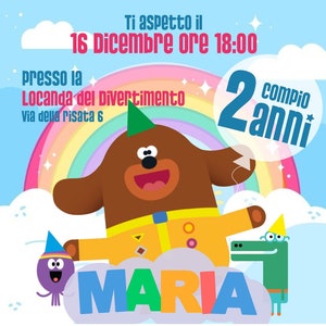 invito di compleanno stampabile e digitale per social - per whatsapp - hey duggee