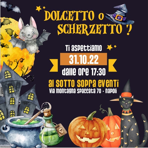 invito di compleanno o festa di halloween stampabile e digitale per social - per whatsapp