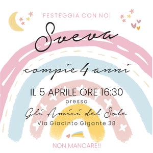 invito di compleanno stampabile e digitale per social - per whatsapp - arcobaleno acquerello