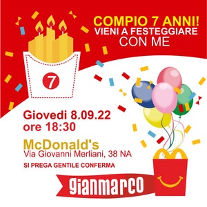 invito di compleanno stampabile e per whatsapp - mac donald