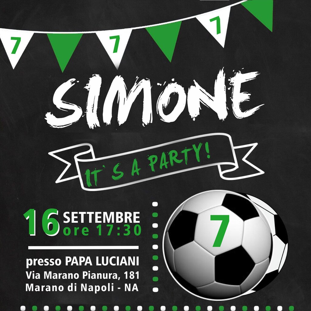 12 Inviti Di Compleanno Per Bambini A Tema Calcio - Biglietti Francesi In Cartoncino 300g - Formato A6, 10,5x14,8 Cm