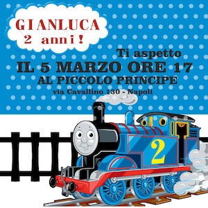 invito di compleanno stampabile e digitale per social - per whatsapp - il trenino thomas