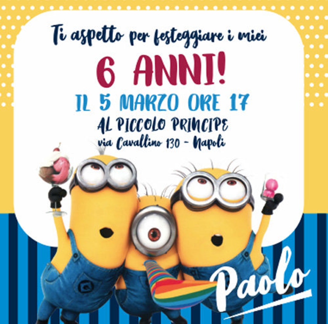 Invito di compleanno stampabile e per whatsapp minions oceania -  Italia