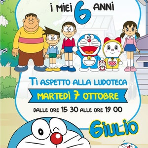 invito di compleanno stampabile e digitale per social - per whatsapp - Doraemon