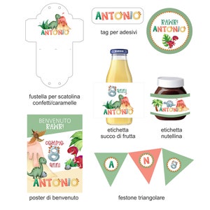invito di compleanno e party kit dinosauri  stampabile e digitale per social - per whatsapp