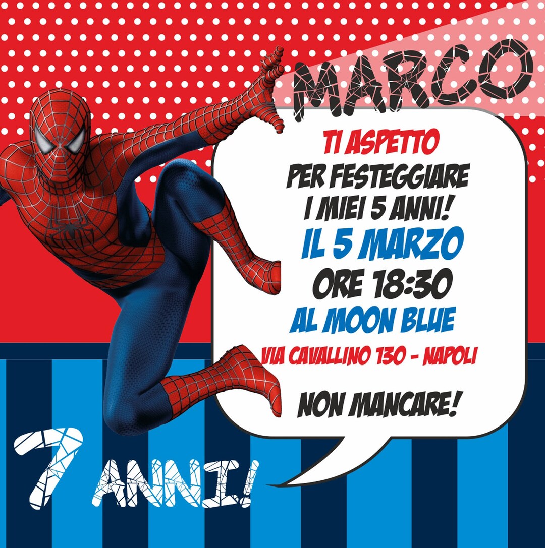 Biglietto Di Compleanno Personalizzato Spiderman Avengers Marvel Con - Foto 5