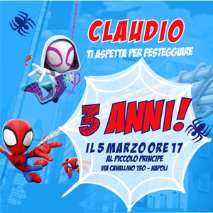 invito di compleanno stampabile e digitale per social - per whatsapp - Spidey e i suoi fantastici amici