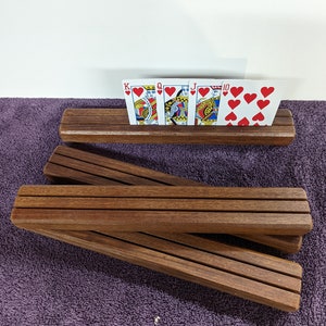 Handcrafted wooden playing card holder / small wooden display stand / Single playing card holder image 1