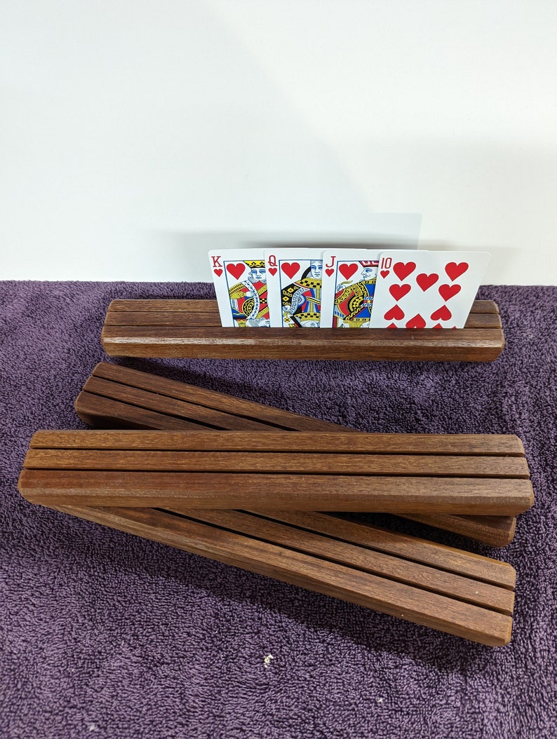 Handcrafted wooden playing card holder / small wooden display stand / Single playing card holder image 1