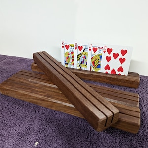 Handcrafted wooden playing card holder / small wooden display stand / Single playing card holder image 2