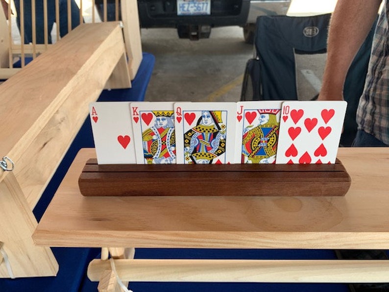 Handcrafted wooden playing card holder / small wooden display stand / Single playing card holder image 5