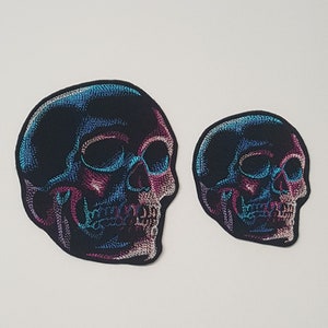 Dark and Eerie Skull Patch - Machine Embroidered Iron-On - 2 Sizes • Midnight • Halloween • Moon • Dead • Jacket • Shirt • Backpack • Colors