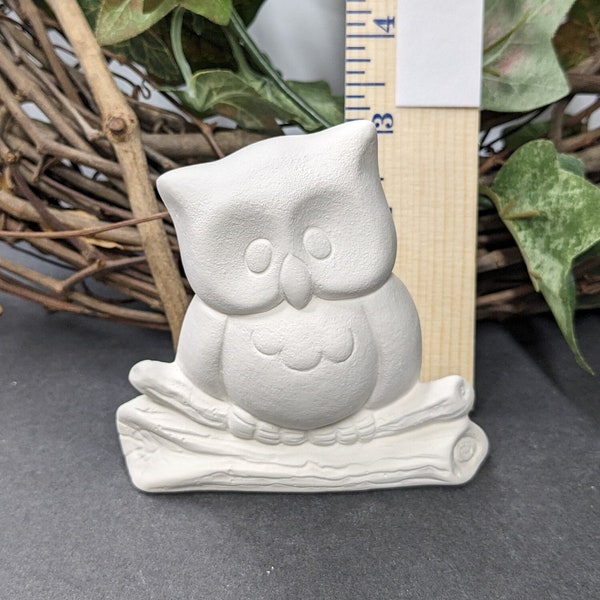 Ready to Paint Woodland Owl - Ceramic Bisque - Fired to Cone 04 - Unpainted • Paint Your Own • Forest • Animal • Keepsake • Bird • Hoot