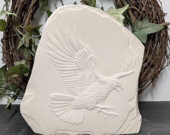 Ready to Paint Eagle Rock - Ceramic Bisque - Fired to Cone 04 - Unpainted • Paint Your Own • Forest • Animal • Majestic • Bird • USA