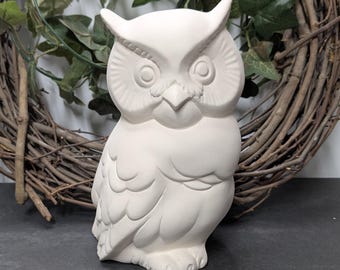 Ready to Paint Modern Owl - Ceramic Bisque - Fired to Cone 04 - Unpainted • Paint Your Own • Forest • Animal • Mid Century • Bird • Hoot