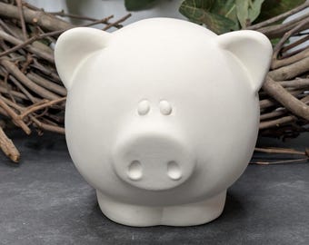 Ready to Paint Small Pig - Ceramic Bisque - Fired to Cone 04 - Unpainted • Paint Your Own • Piggy • Roly Poly • Oink • Farm • Cute • Round