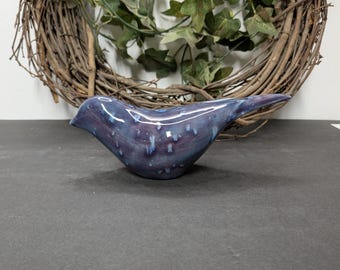 Hand Painted Spotted Modern Blue Bird - Fired to Cone 04 -Sleek  • Mid Century • Unique • Everyday Decor • Bluebird • Aviary • Flying • Sky