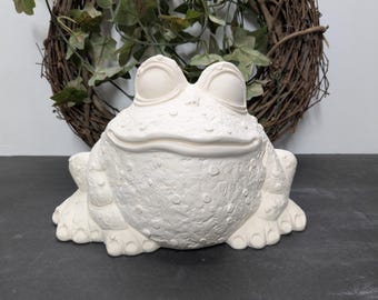 Ready to Paint Medium Fat Toad - Ceramic Bisque - Fired to Cone 04 - Unpainted • Paint Your Own • Croak • Frog • Garden Decor • Ribbit