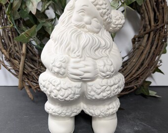 Retro Santa Claus by Clay Magic - Ceramic Bisque - Fired to Cone 04 - Unpainted • Paint Your Own • Ho Ho Ho • Christmas • Winter • Jolly