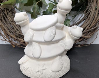 Ready to Paint Stack of Sea Turtles - Ceramic Bisque - Fired to Cone 04 - Unpainted • Paint Your Own • Aquatic • Sea Life • Water • Reef