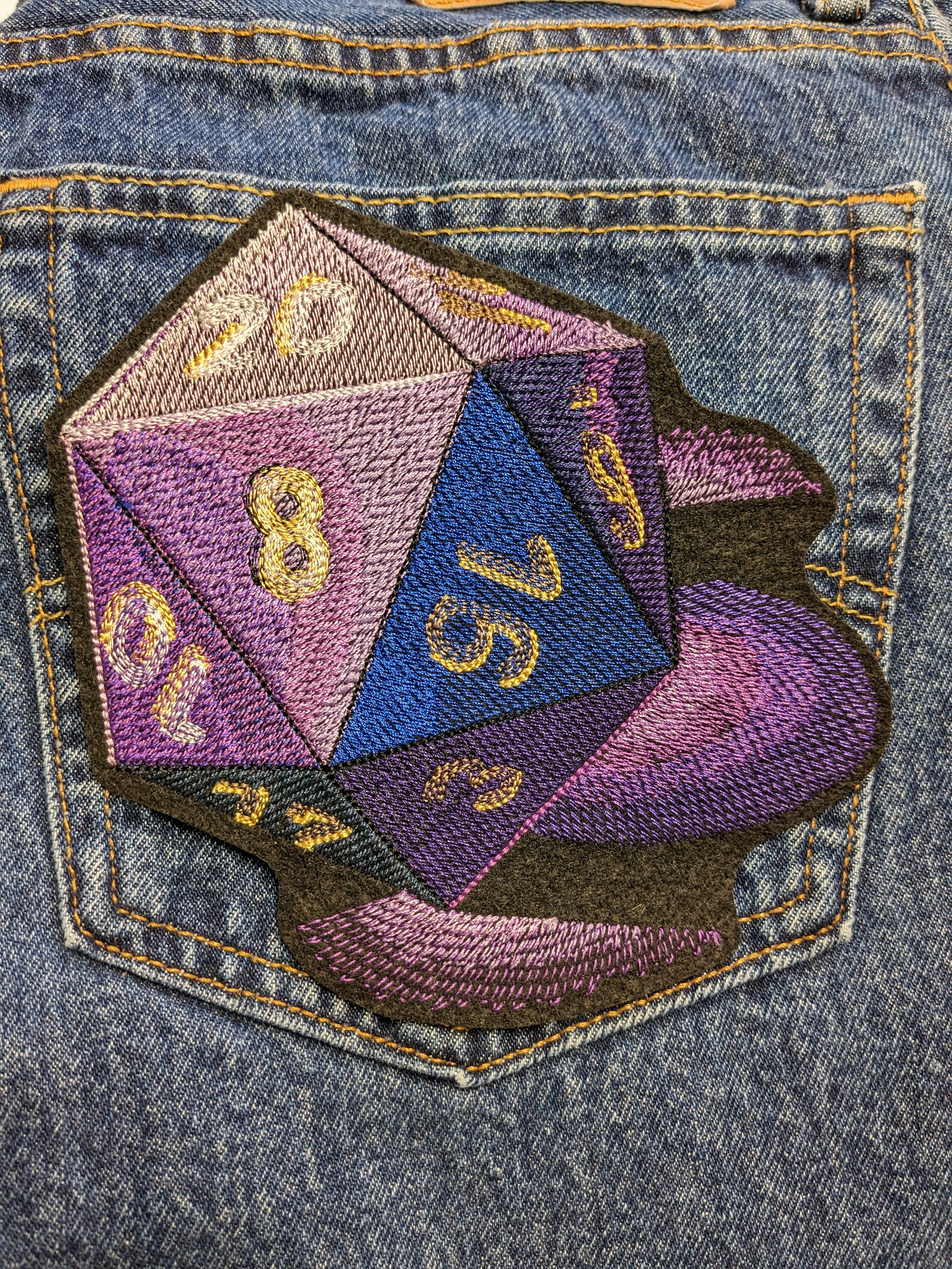 Illiuminated D20 Dice Patch - Large Size - Machine Embroidered Iron-on ...