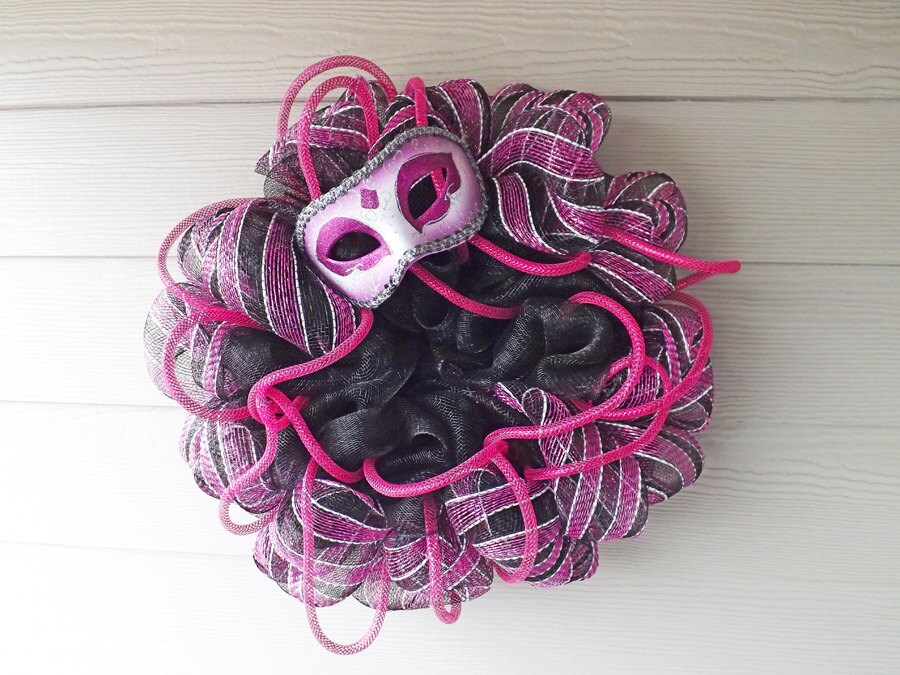 pink and black mardi gras beads