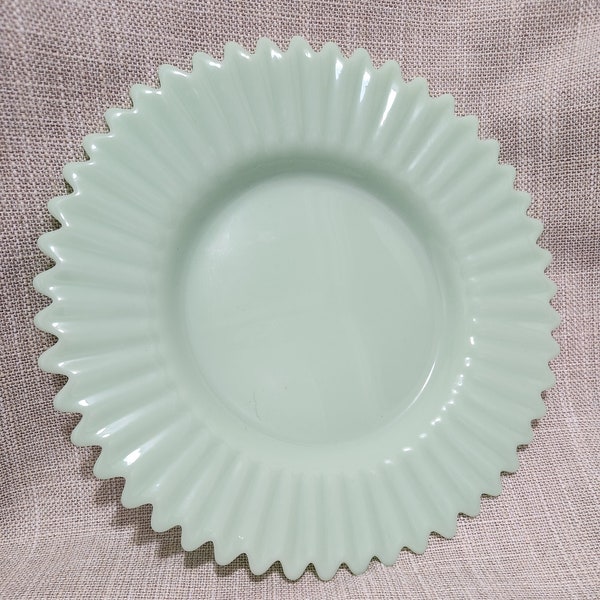 Unique modern jadeite plate with ruffled edges