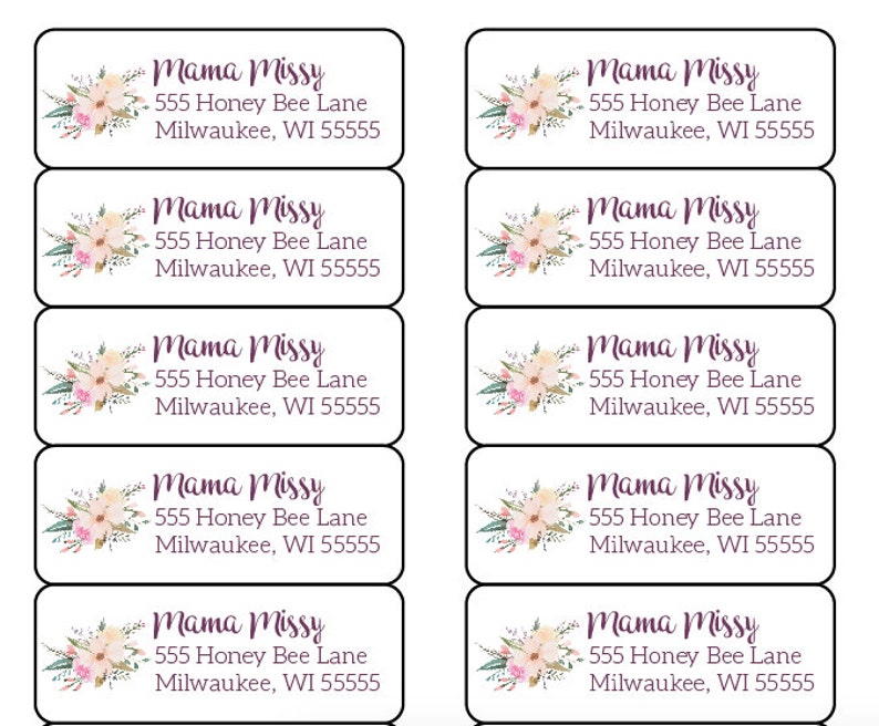 Printable Address Labels Floral Customizable font & color | Etsy