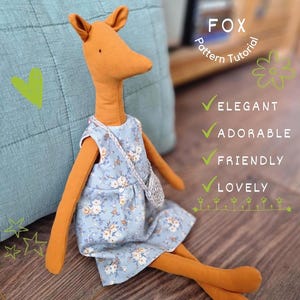 Fuchs Schnittmuster PDF - Gefüllter Fuchs Puppe, Kleid & Häkeltasche, Anfänger-freundlich A4