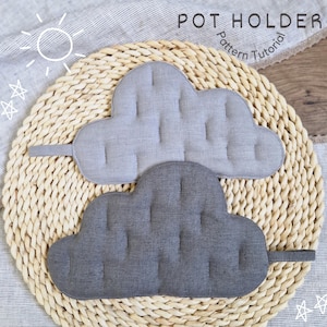 Cloud Shaped Pot Holder Tutorial. Easy Sewing Project for Kitchen. Pot Holder PDF Sewing Pattern.