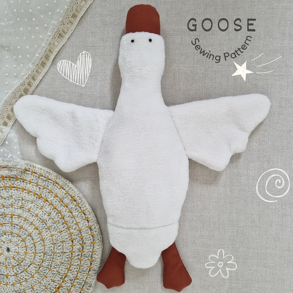 Motif oie en peluche avec photos étape par étape, peluche pour le sommeil des nouveau-nés, tutoriel de couture pour peluche oie