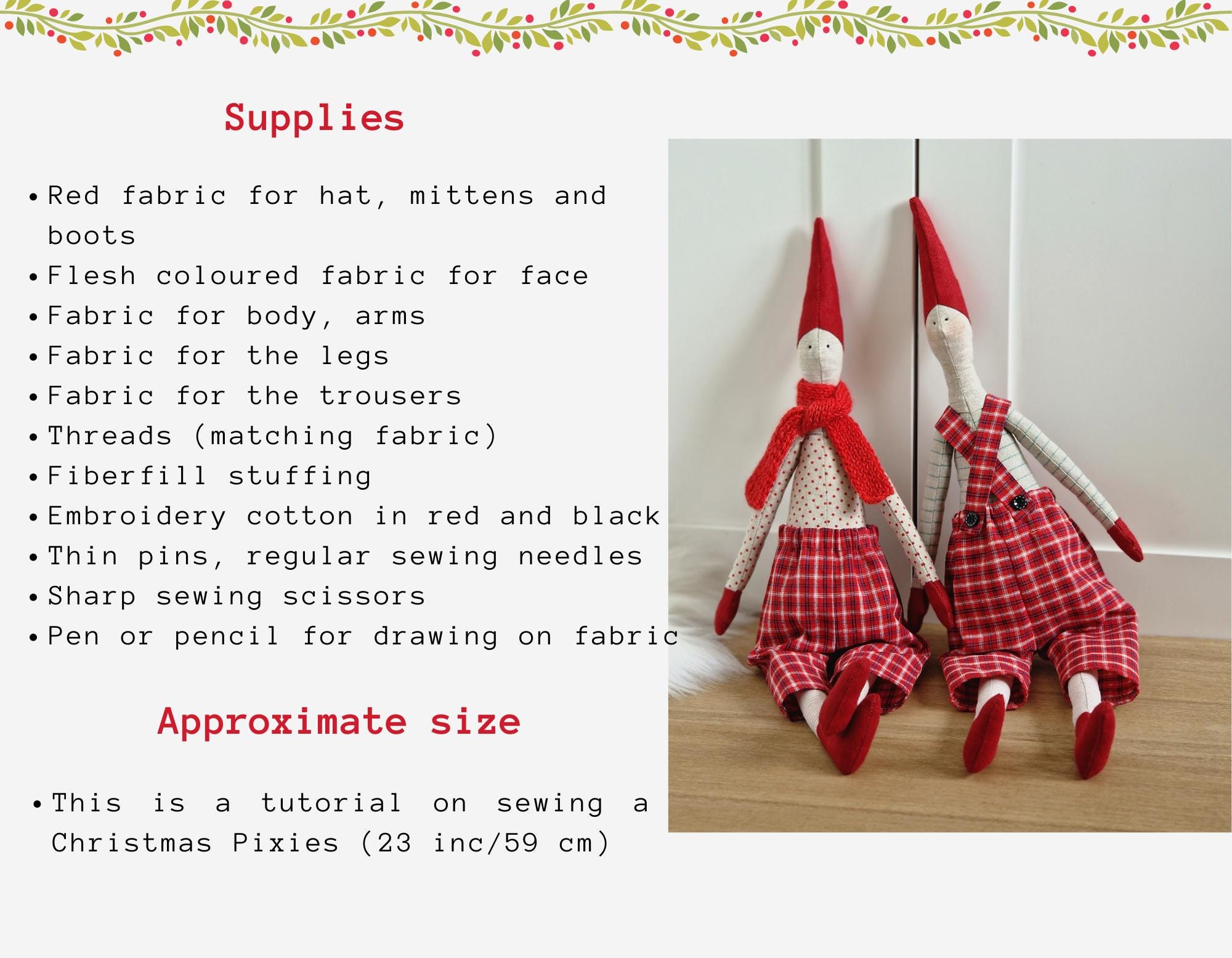 Sewing Pattern Pixie Christmas Pixie With Pdf Pattern, Scandinavian Elf Doll Sewing Tutorial ...