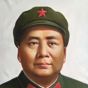 Vintage Oil Portrait of Chairman Mao