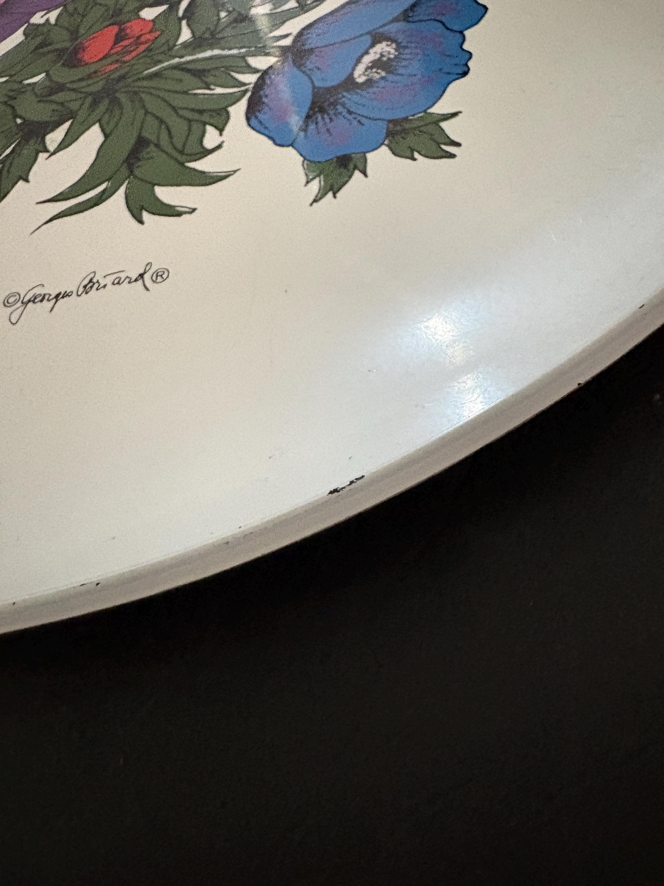 22 Pièces Vaisselle Mélamine Georges Briard - Orange Fleurs Violettes - Vintage