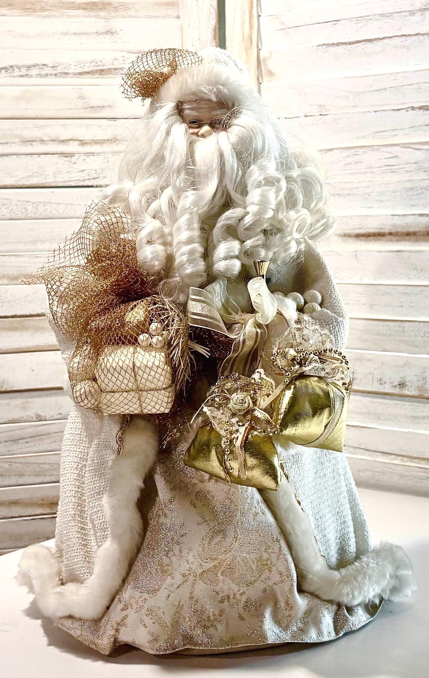 ヴィンテージ雑貨 サンタクロース ヴィンテージ サンタクロース 1997 ホワイト＆ゴールド - 磁器製ヘッド
