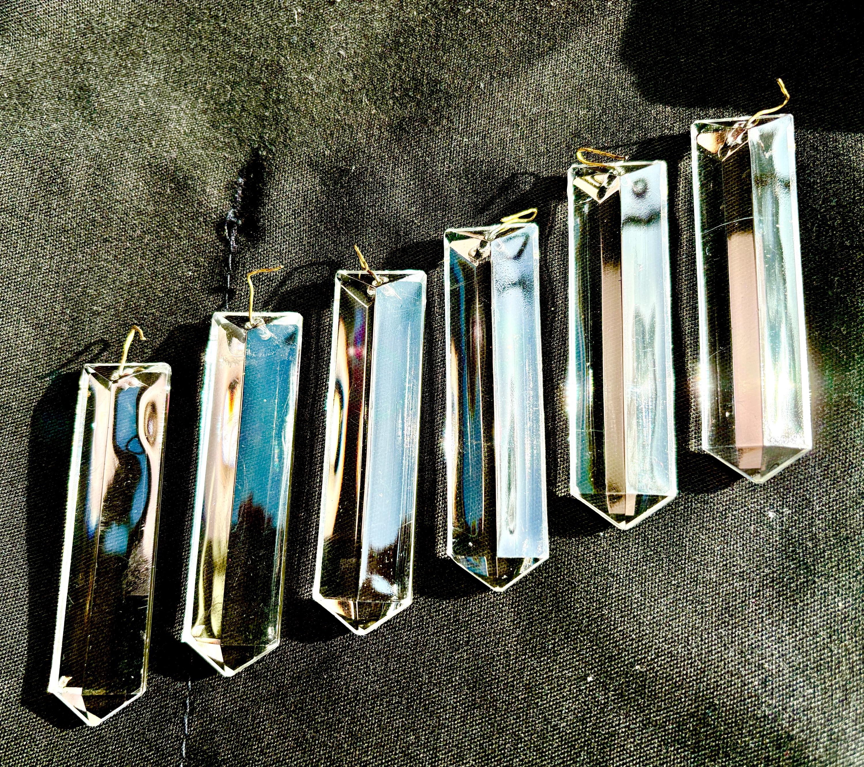 Coppia Di Lampade A Sospensione In Ottone E Cristalli Molati, Mod. 2258 - Foto 10