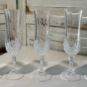 Cristal   D’Arques Longchamp crystal champagne flutes. Set of 5. France