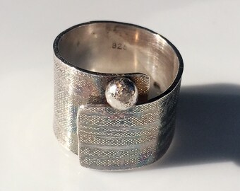 Modern Sterling Silver ring, wide silver ring, statement ring, adjustable ring, thick silver ring. Modern ring, wabi sabi ring
