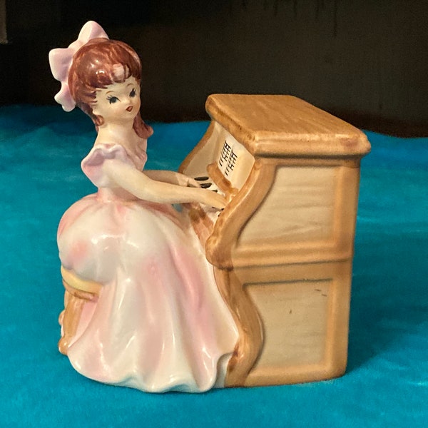 Lefton Girl Piano Player Figurine Music Box -Working Condition Piano Player gift idea Collectible Music Box Lefton 1666 Mother's Day gift