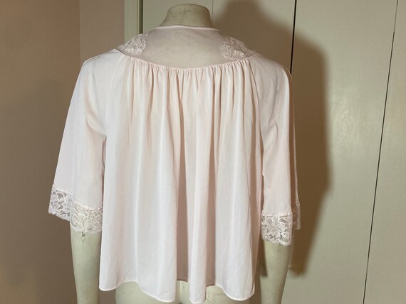 Shadowline Pink Bed Jacket Size Small Lace Embroi… - image 2