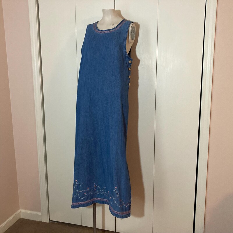 Sequence Embroidered Dark Denim Dress