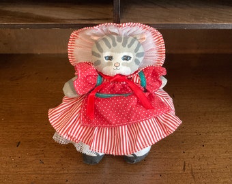 Vintage Applause Kitty Cucumber Plush: Striped Cat Doll, 1980s