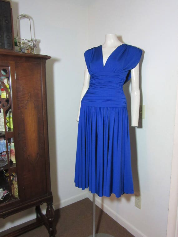 royal blue tea length dress