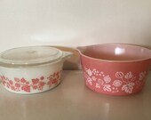 Vintage Pyrex Pink Gooseberry Casseroles 072 073 Set of 2