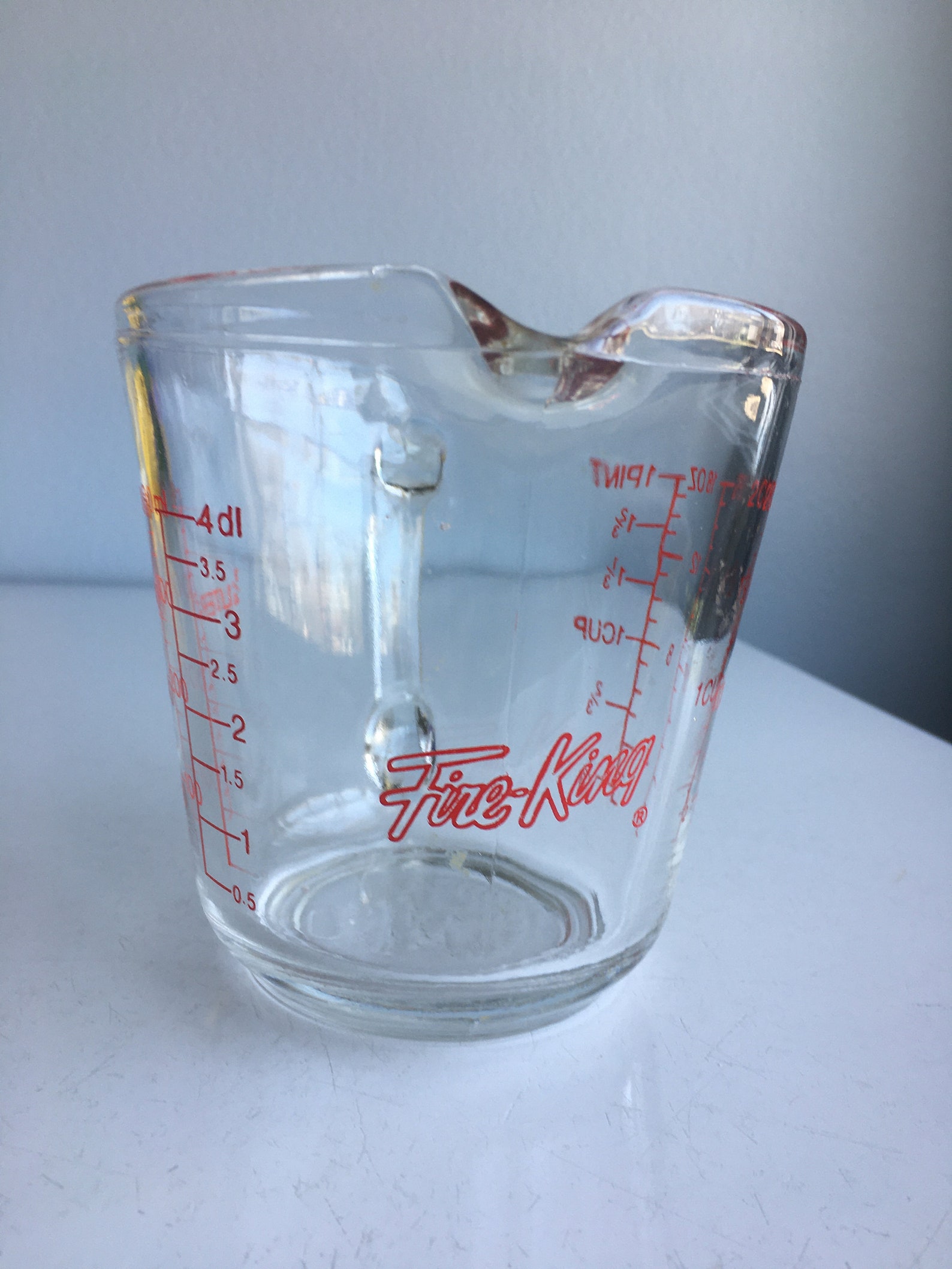 Vintage Fire King Measuring Cup Glass 2 Cup Red Lettering D Etsy