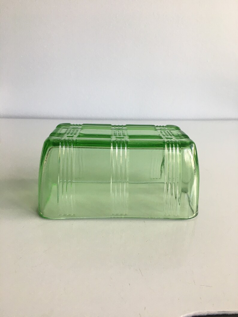 Vintage Covered Butter Dish Lid Green Depression Glass Etsy
