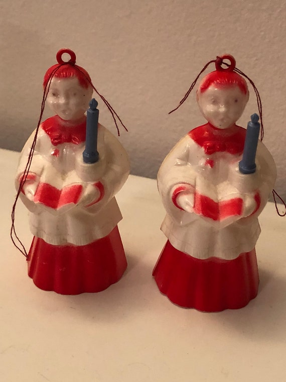 Vintage Christmas Ornaments Choir Boy Candle Song Book Red Etsy